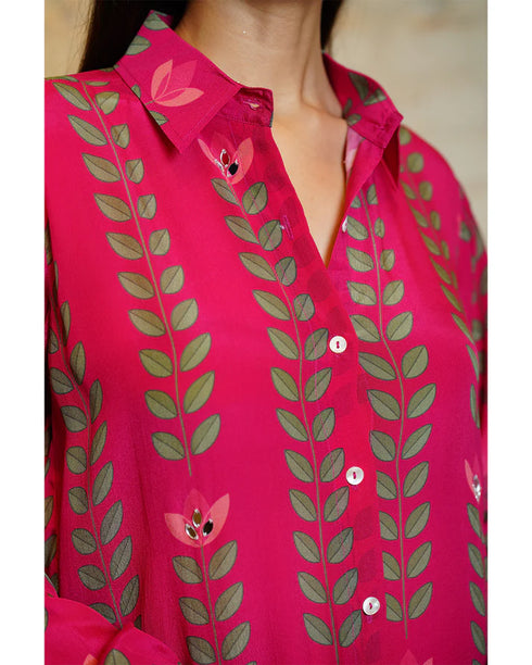 Sania Big Leaves Pink